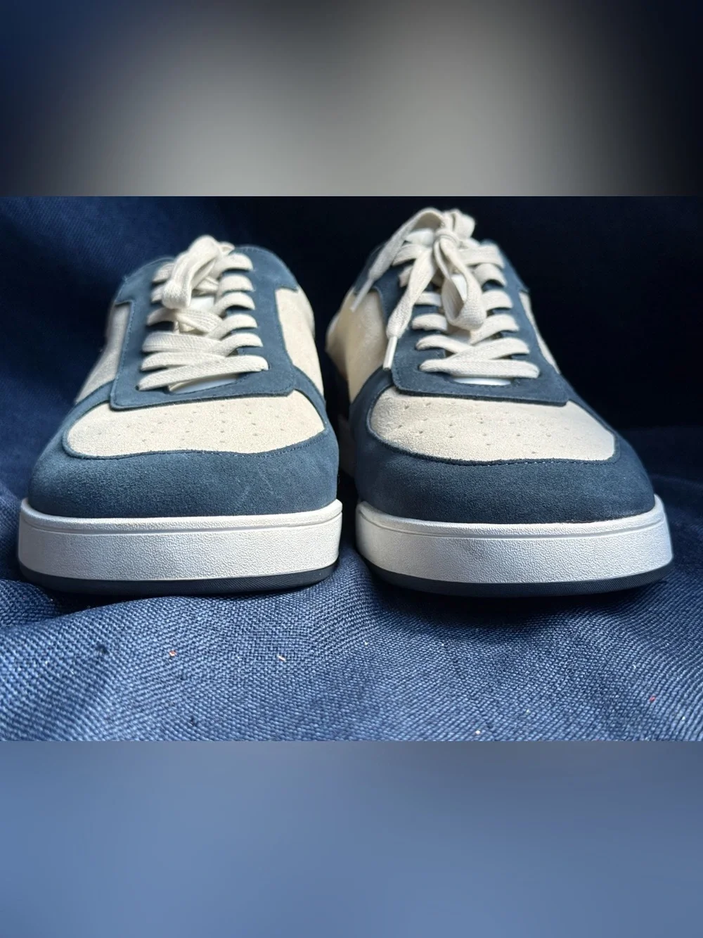 Johnnie-O Topspin Court Navy White Leather Sneakers Men 11.5M 2024